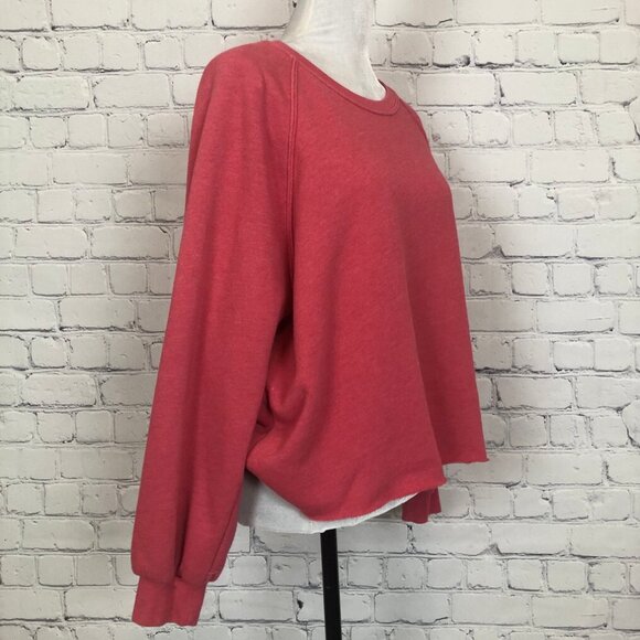 Xirena Pink Dutch Sweatshirt Size M Raw Hem Boxy Cropped - Picture 2 of 7